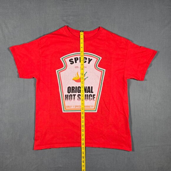 Gildan Red L T-Shirt Original Spicy Hot Sauce Tee‎ Foodie Streetwear Humor - Picture 9 of 12